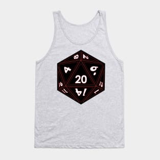 Black D20 Dice (Red Outline) Full Size Tank Top